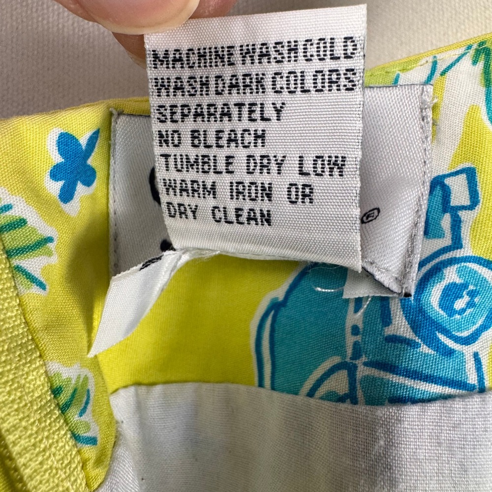 Lilly Pulitzer Mini Skirt Women 2P Yellow Blue Crusin Print A-Line Tropical - Picture 5 of 9